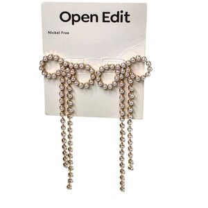Open Edit Nickel‎ Free Bow Pearl Dangle Earrings Gold Tone Nordstrom